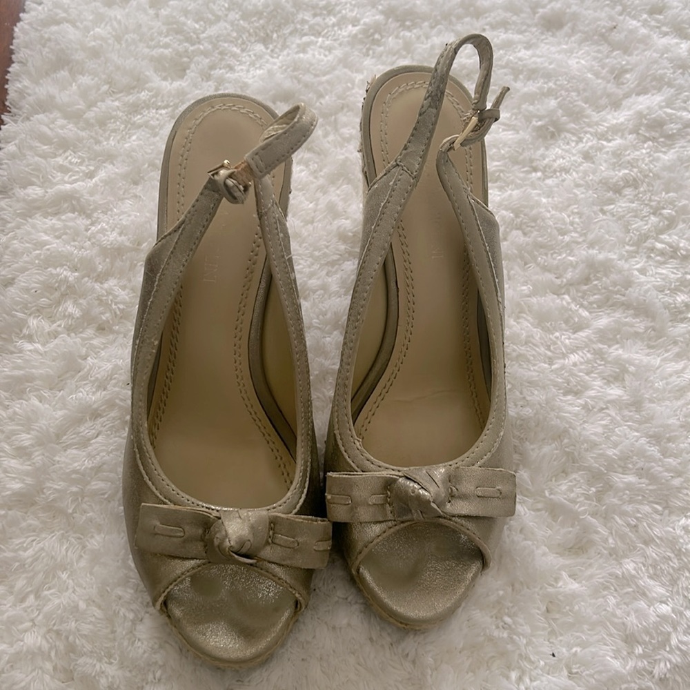 Enzo Angiolini metallic  4” rope wedge heels- 7.5